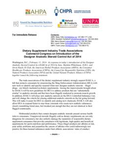 Natural Products Association / Dietary supplement / Exercise physiology / Consumer Healthcare Products Association / Food science / Nutrition / American Herbal Products Association / Anabolic steroid / Functional food / Alternative medicine / Medicine / Health