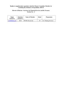 Replies to supplementary questions raised by Finance Committee Members in examining the Estimates of Expenditure[removed]Director of Bureau : Secretary for Financial Services and the Treasury Session No. : 4  Reply