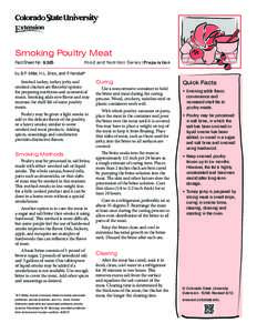 Smoking Poultry Meat Fact Sheet No.	[removed]Food and Nutrition Series| Preparation  by B.F. Miller, H.L. Enos, and P. Kendall*