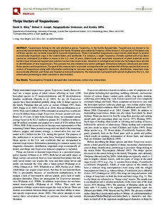 Thrips Vectors of Tospoviruses David G. Riley,1 Shimat V. Joseph, Rajagopalbabu Srinivasan, and Stanley Diffie Department of Entomology, University of Georgia, Coastal Plain Experiment Station, 122 S Entomology Drive, Tifton, GA 31793
