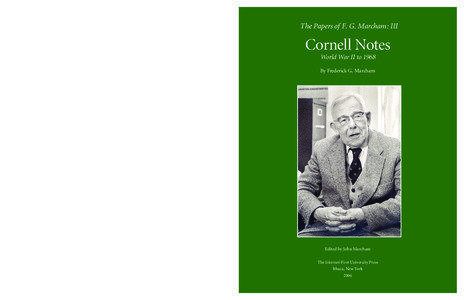 The Papers of F. G. Marcham: III  Cornell Notes