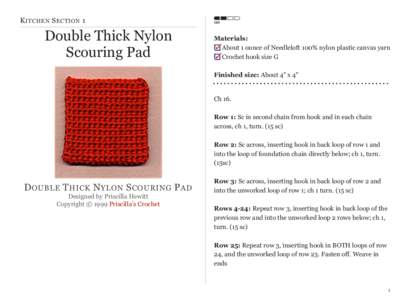 K ITCHEN S ECTION 1  Double Thick Nylon Scouring Pad  Materials: