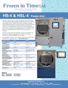 Frozen in Time Ltd. Manufacturers of Freeze Drying Machines and Vacuum Cold traps HS-4 & HSL-4