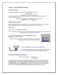 Topic 1 – Levers and Inclined Planes