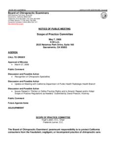 Board of Chiropractic Examiners - Notice of Public Meeting