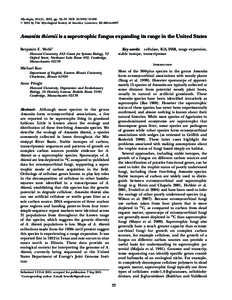 Mycologia, 104(1), 2012, pp. 22–33. DOI:  # 2012 by The Mycological Society of America, Lawrence, KSAmanita thiersii is a saprotrophic fungus expanding its range in the United States Benjamin 