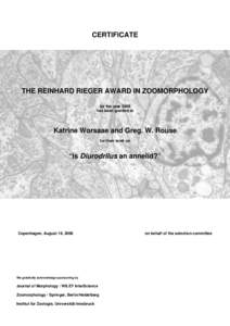 Microsoft Word - Reinhard Rieger Award_1-3.doc