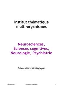 Institut thématique multi-organismes Neurosciences, Sciences cognitives, Neurologie, Psychiatrie