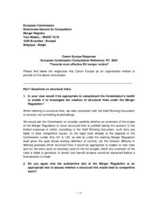 European Commission Directorate-General for Competition Merger Registry Tour Madou – MADO[removed]Bruxelles / Brussel Belgique / Belgie