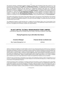 -1This document comprises a supplementary prospectus prepared in accordance with the Prospectus Rules made under Part VI of the Financial Services and Markets Act 2000 (“FSMA”) (the 