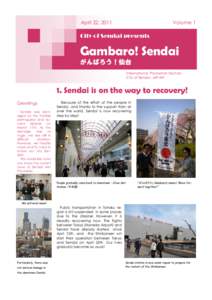 Volume 1  April 22, 2011 City of Sendai presents