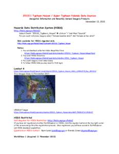 [removed]Typhoon Haiyan / Super Typhoon Yolanda Data Sources Geospatial Information and Remotely Sensed Imagery Products November 13, 2013  Hazards Data Distribution System (HDDS)