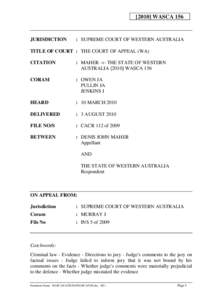 [2010] WASCA 156  JURISDICTION : SUPREME COURT OF WESTERN AUSTRALIA