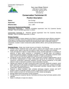 Conservation Technician I/II Page 4 San Juan Water District 9935 Auburn-Folsom Road Granite Bay, California 95746