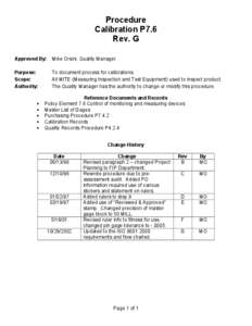 Procedure Calibration P7.6 Rev. G