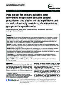 van der Plas et al. BMC Family Practice 2014, 15:14 http://www.biomedcentral.comRESEARCH ARTICLE  Open Access