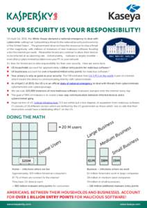 YOUR SECURITY IS YOUR RESPONSIBILITY! On April 1st, 2015, the White House declared a national emergency to deal with cybercrime, calling it an “extraordinary threat to the national security and economy of the United St