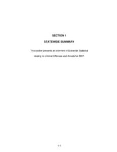 SECTION 1 STATEWIDE SUMMARY This section presents an overview of Statewide Statistics relating to criminal Offenses and Arrests for[removed]