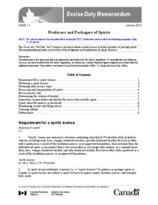 Excise Duty Memorandum EDM3.1.1 January[removed]Producers and Packagers of Spirits