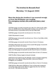 The timelines for Boscastle flood