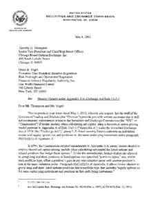 No-Action Letter: Chicago Board Options Exchange, Inc. and Financial Industry Regulatory Authority, Inc.