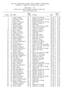 THE 2011 HAMILTON COLLEGE CROSS COUNTRY INVITATIONAL October 8 Hamilton College Golf Course MENS RACE - 8K Results by Leone Timing & Results Services www.leonetiming.com --------------------------------------------------