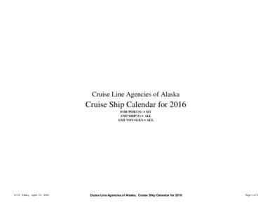 Cruise Ship Schedule Calendar Combined Ports