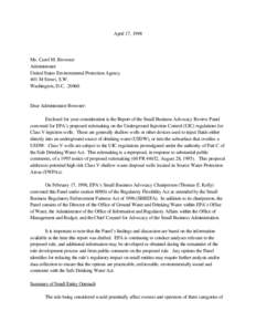 April 17, 1998 SBAR Panel Letter to EPA Administrator Carol M. Browner