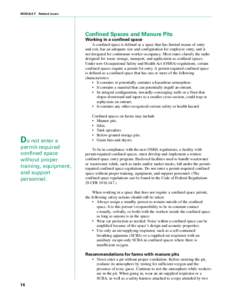 MODULE F  Related Issues Confined Spaces and Manure Pits Working in a confined space