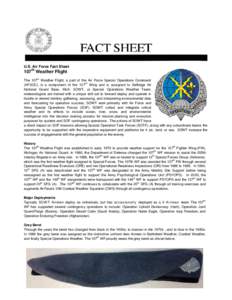 U.S. Air Force Fact Sheet  107th Weather Flight th  The 107 Weather Flight, a part of the Air Force Special Operations Command