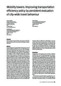 Mobility towers: Improving transportation efficiency policy by persistent evaluation of city-wide travel behaviour Laura Schewel  Energy and Resources Group