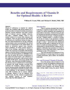 Benefits and Requirements of Vitamin D for Optimal Health: A Review