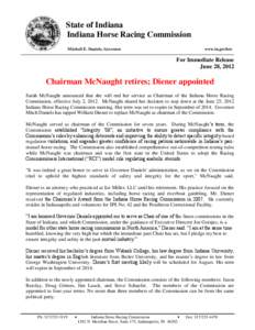 State of Indiana Indiana Horse Racing Commission Mitchell E. Daniels, Governor www.in.gov/hrc