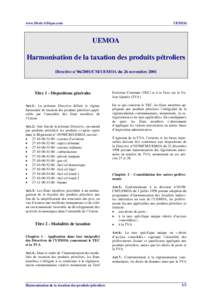 www.Droit-Afrique.com  UEMOA UEMOA Harmonisation de la taxation des produits pétroliers