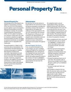 WASHINGTON STATE DEPARTMENT OF REVENUE  Personal Property Tax DECEMBER 2012