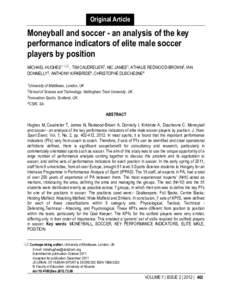Moneyball and soccer - an analysis of the key performance indicators of elite male soccer players by position