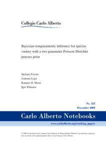 Bayesian nonparametric inference for species variety with a two parameter Poisson-Dirichlet process prior