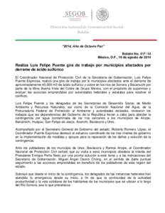 Dirección General de Comunicación Social Boletín “2014, Año de Octavio Paz” Boletín No[removed]México, D.F., 19 de agosto de 2014