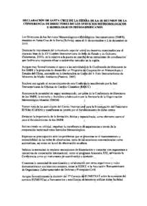 ~  DECLARACIÓN DE SANTA CRUZ DE LA SIE DE LA m REUNION DE LA CONFERENCIA DE DIRECTORES DE LOS SE VICIOS METEOROLOGICOS E HIDROLOGICOS mEROA