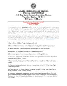 Microsoft Word - Draft-Joint Special ANC Board and Committee  Meeting October 18, 2011 Agenda
