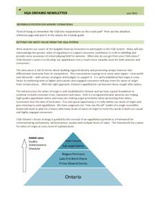 VQA ONTARIO NEWSLETTER  June 2013 REFERENCE POSTER FOR WINERY OPERATIONS Tired of trying to remember the VQA brix requirements on the crush pad? Print out the attached