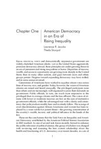 Chapter One  American Democracy in an Era of Rising Inequality Lawrence R. Jacobs