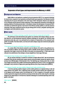 Project Subjects Expansion of fuel types and improvement of efﬁciency in IGCC Background and Objective Highly effective coal gasiﬁcation combined cycle power generation (IGCC) is an important technology for electric 