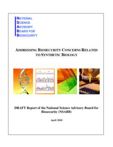 Draft NSABB Report on Biosecurity Aspects of Synthetic Biology