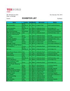 9th-12th february 2015 Paris, Le Bourget, As of january 31st, 2015  EXHIBITOR LIST