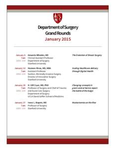 Department of Surgery Grand Rounds January 2015 Amanda Wheeler, MD Clinical Assistant Professor