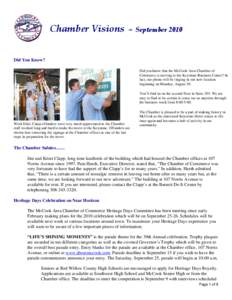 Chamber Visions  –  September 2010  Did You Know? Did you know that the McCook Area Chamber of Commerce is moving to the Keystone Business Center? In fact, our phone will be ringing in our new location beginning