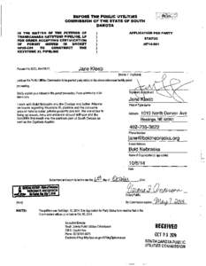 United States / Ogallala Aquifer / Keystone / Environmental risks of the Keystone XL pipeline / South Dakota Public Utilities Commission / Public utilities commission / South Dakota / Keystone Pipeline / Infrastructure / Western United States