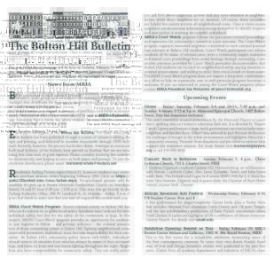 The Bolton Hill Bulletin Vol. XXXXI No2 February[removed]Published by the Mount Royal Improvement Association