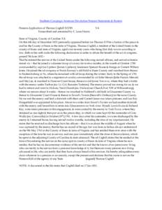 Southern Campaign American Revolution Pension Statements & Rosters Pension Application of Thomas Coghill S15785 Transcribed and annotated by C. Leon Harris VA